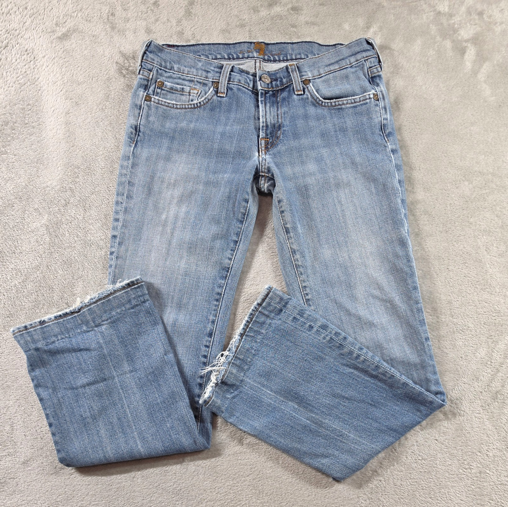 7 For All Mankind Vintage Bootcut Jeans Womens 28 Low Rise Blue Y2K USA Made